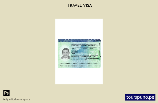 Plantilla de visa de turista para Perú lista para imprimir